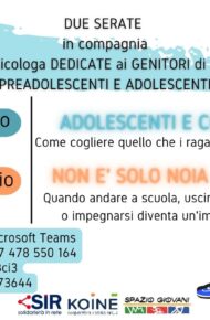 Locandina delle serate con la psicologa dedicate ai genitori